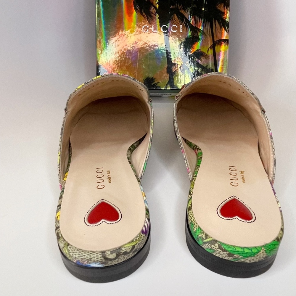 GUCCI Princetown Horsebit GG Supreme Flora Print Slippers Sandals Slip-on Shoes - Picture 9 of 13
